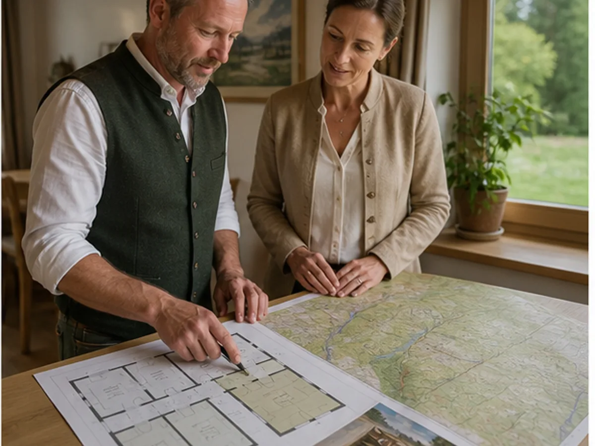 Betreiber besprechen Zimmergrundrisse und regionale Wege